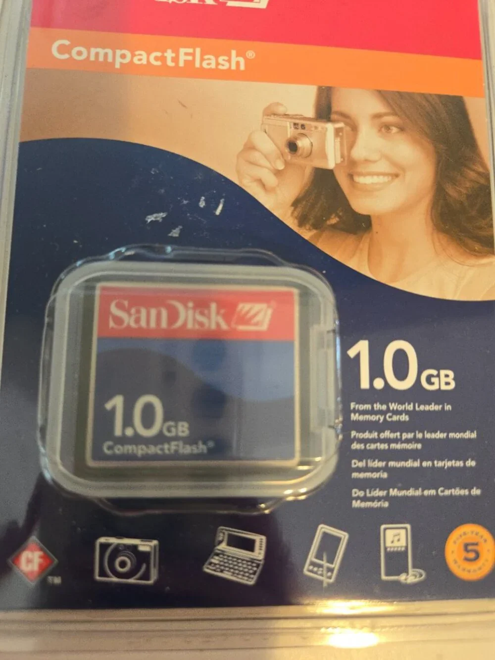 New SanDisk 1.0GB CompactFlash Type I Memory Card - Vintage Factory Sealed Blist